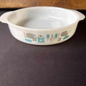 Vintage Anchor Hocking Fire King Blue Heaven MCM Atomic Casserole Dish